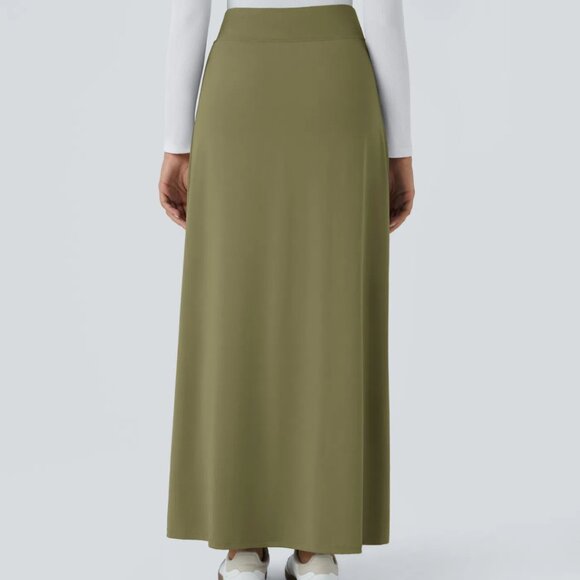 HALARA High Waist 2 In 1 Split Maxi Skort Skirt Buckle Detail Size Small NWT - Picture 4 of 14